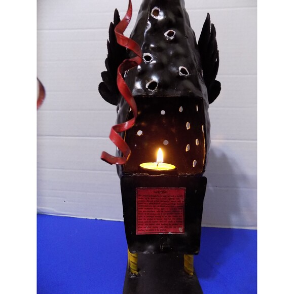 Vintage Blue Sky 2002 Metal Rustic Rooster Chicken Tea Candle Sculpture Country - Picture 9 of 9